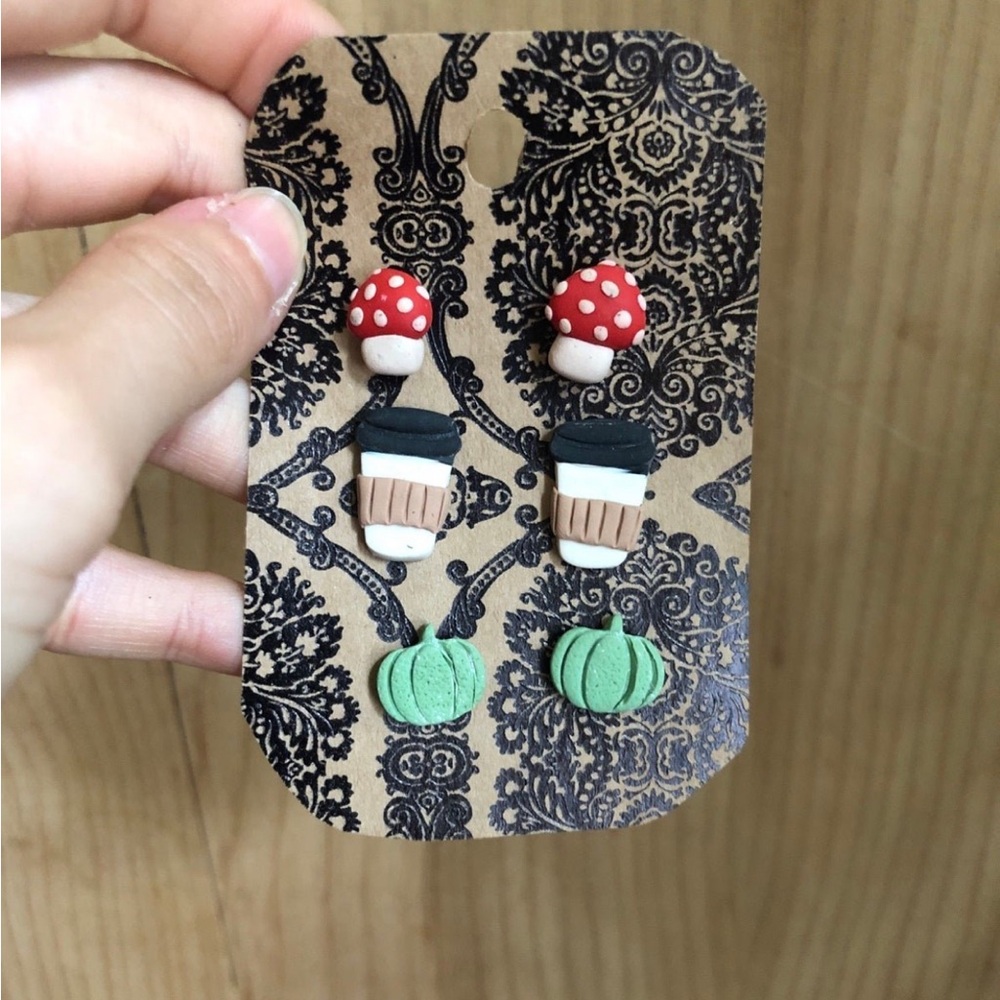 Charming Red and Green Mushroom Earrings